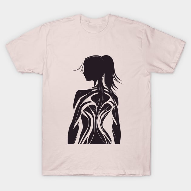 Woman's body black and white silhouette showing muscles in her back T-Shirt by Danielleroyer